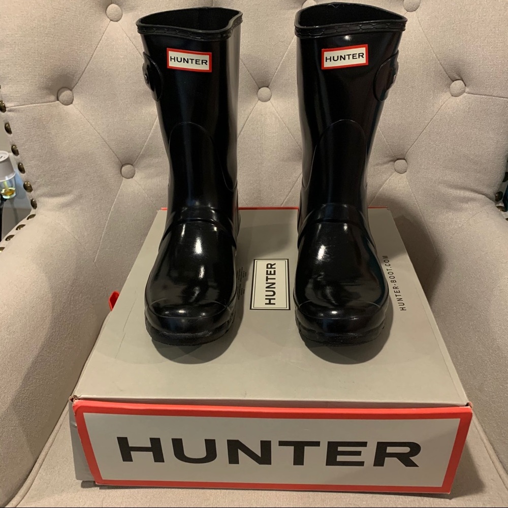 Hunter Boots Black Glass Rain Boot